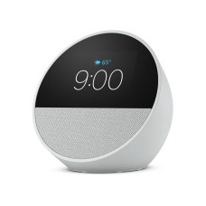 All-new Amazon Echo Spot (2024 release), Smart alarm clock with vibrant sound + Alexa, Glacier White